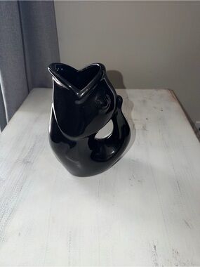 Contemporary Black Ceramic Sculptural Vase - Decorative Accent
